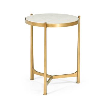 *Table* Round End Table Contemporary in Scagliola - Gilded