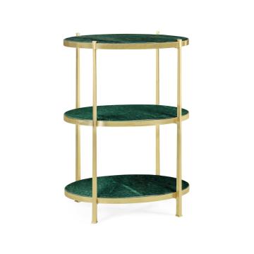 *Table* Large Side Table Contemporary Three-Tier - Green Naploy Marble