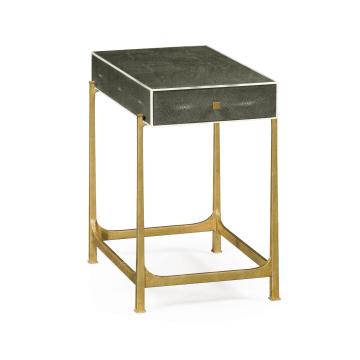 Side Table with Drawer Contemporary in Anthracite Shagreen - Gilded