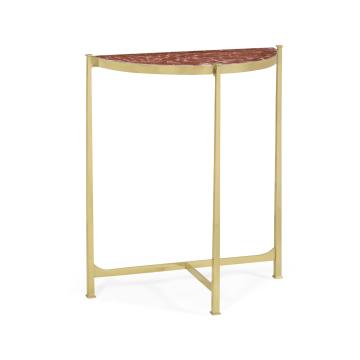 *Table* Small Demilune Console Table Contemporary - Red Brazil Marble