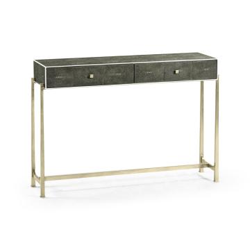 Console Table 1930s in Anthracite Shagreen - Silver