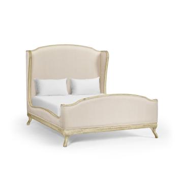 King Bed Frame Louis XV in Country Sage - Chalk Silk