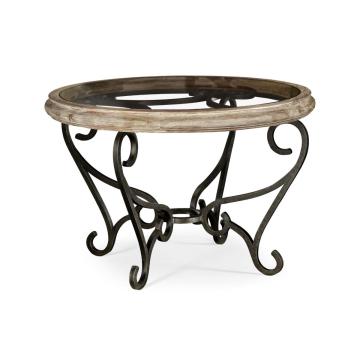 Centre Table with Wrought Iron Base - Limed