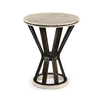 *Table* Side Table Wrought Iron with Marble Top - Light