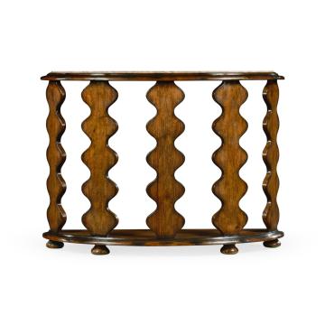 *Table* Demilune Console Table Eclectic with Marble Top - Rustic Walnut
