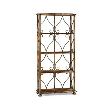 Etagere Wrought Iron in Rustic Walnut
