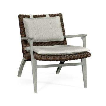 Hampton Cloudy Grey & Rattan Outdoor Lounge Chair