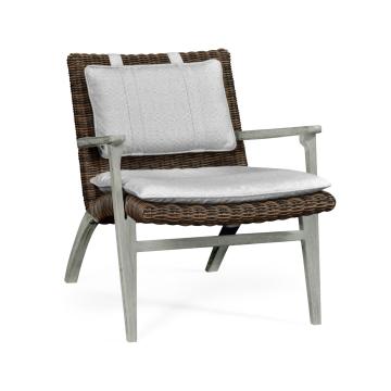 Hampton Cloudy Grey & Rattan Outdoor Lounge Chair in COM
