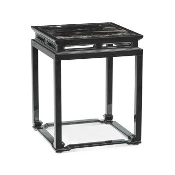 *Table* Smoky Square End Table with Marble Top