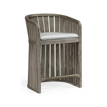 Slatted Grey Outdoor Counter Stool in COM