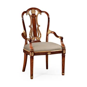 Buckingham Gilded Lyre Back Arm Chair