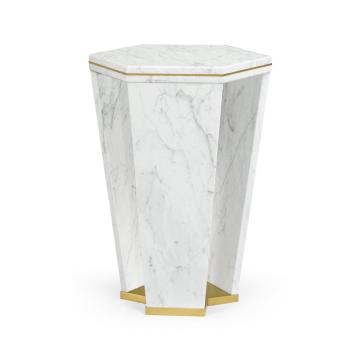 *Table* End Table Hexagon in White Calcutta Marble