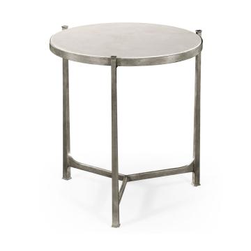 Large Round Lamp Table Contemporary in Scagliola - Silver