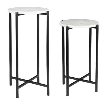 Orla Side Tables White Marble & Black