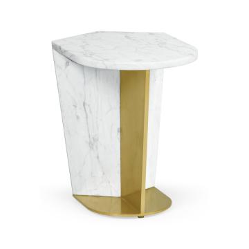 *Table* End Table in White Calcutta Marble - Medium