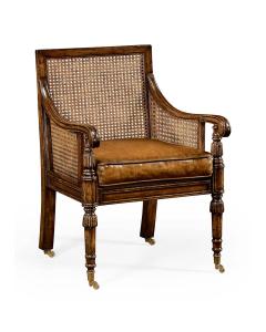 Bergere Occasional Chair with Cane Back - Leather