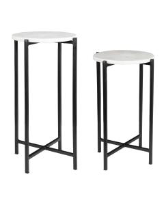 Orla Side Tables White Marble & Black